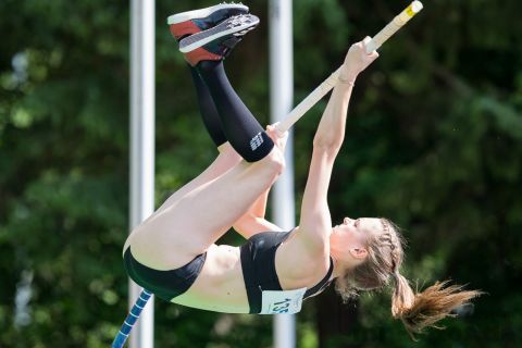 Dovile-Michelle Scheutzow (Schweriner SC); Heinz Roloff-Stabhochsprung-Meeting 2019 am 08.06.2019 im Sportpark Liebigstraße in Holzminden (Niedersachsen), Foto: Michael Niederpruem