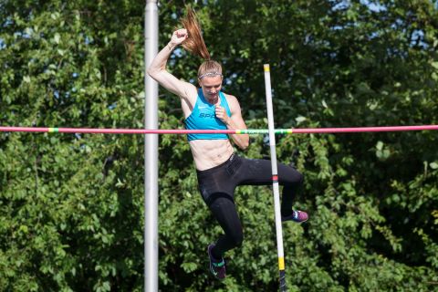 Caroline Bonde Holm (Sparta Copenhagen); Heinz Roloff-Stabhochsprung-Meeting 2019 am 08.06.2019 im Sportpark Liebigstraße in Holzminden (Niedersachsen), Foto: Michael Niederpruem