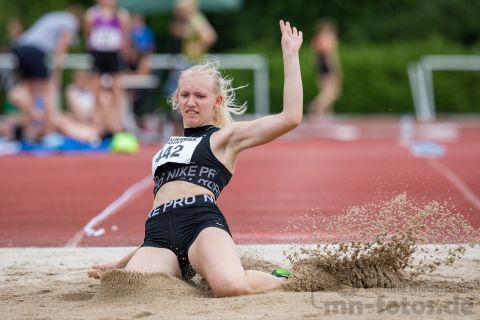 Ann-Christin Mittmann (SC Porta Westfalica Nammen
1973 e.V.); Pfingstsportfest 2019 am 10.06.2019 im Stadion Schulzentrum Sued in Bad Oeynhausen (Nordrhein-Westfalen), Foto: Michael Niederpruem