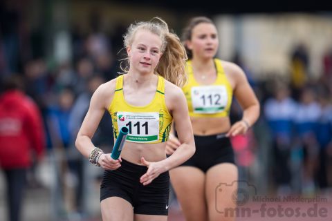 Viktoria Heising (StG Essen/Ruhr); NRW Langstaffelmeisterschaften am 11.05.2019 im Hembergstadion in Iserlohn (Nordrhein-Westfalen), Foto: Michael Niederpruem