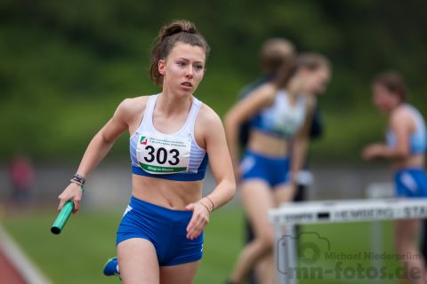 Milagros Sievers (StG Recklinghausen-Hamm); NRW Langstaffelmeisterschaften am 11.05.2019 im Hembergstadion in Iserlohn (Nordrhein-Westfalen), Foto: Michael Niederpruem