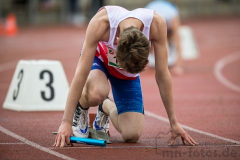 ; NRW Langstaffelmeisterschaften am 11.05.2019 im Hembergstadion in Iserlohn (Nordrhein-Westfalen), Foto: Michael Niederpruem