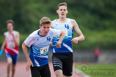 Cedric Heier (LG Remscheid); NRW Langstaffelmeisterschaften am 11.05.2019 im Hembergstadion in Iserlohn (Nordrhein-Westfalen), Foto: Michael Niederpruem