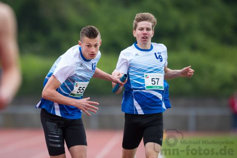 Clemens Deutz (LG Remscheid); NRW Langstaffelmeisterschaften am 11.05.2019 im Hembergstadion in Iserlohn (Nordrhein-Westfalen), Foto: Michael Niederpruem