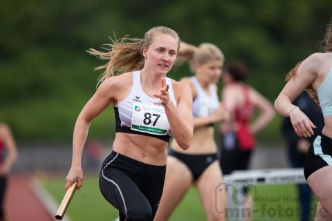 Laura Sophie Großhaus (LT DSHS Koeln); NRW Langstaffelmeisterschaften am 11.05.2019 im Hembergstadion in Iserlohn (Nordrhein-Westfalen), Foto: Michael Niederpruem