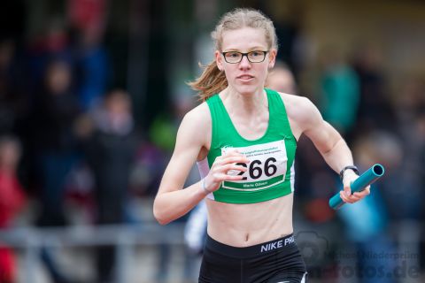 Marie Goevert (StG Kreis Luedinghausen); NRW Langstaffelmeisterschaften am 11.05.2019 im Hembergstadion in Iserlohn (Nordrhein-Westfalen), Foto: Michael Niederpruem