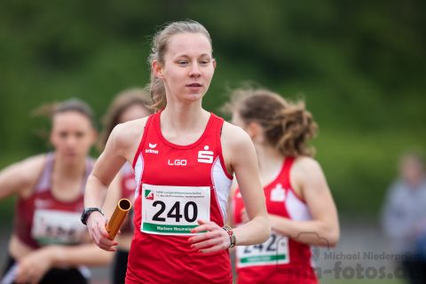 Marleen Neumeier (LG Olympia Dortmund); NRW Langstaffelmeisterschaften am 11.05.2019 im Hembergstadion in Iserlohn (Nordrhein-Westfalen), Foto: Michael Niederpruem