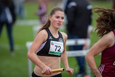 Marina Wrede (LT DSHS Koeln); NRW Langstaffelmeisterschaften am 11.05.2019 im Hembergstadion in Iserlohn (Nordrhein-Westfalen), Foto: Michael Niederpruem