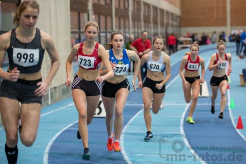 Anke Zonderland (Groningen Atletiek), Marie Proepsting (VfL Eintracht Hannover), Annika Brand (LG Lueneburg), Carolin Bothe (OTB Osnabrueck), Johanna Rasche (LG Osnabrueck), Viktoria-Louise Tietz (Lueneburger SV); NLV + BLV Leichtathletik Hallenmeisterschaften am 20.01.2019 in Hannover (Sportleistungszentrum), Niedersachsen, Foto: Michael Niederpruem