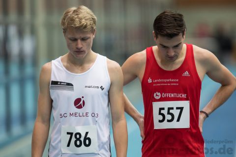 Mathis Seelhoefer (SC Melle 03), Benjamin Wegner (LG Braunschweig); NLV + BLV Leichtathletik Hallenmeisterschaften am 20.01.2019 in Hannover (Sportleistungszentrum), Niedersachsen, Foto: Michael Niederpruem