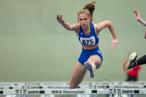 Marlene Stoehr (OTB Osnabrueck); NLV + BLV Leichtathletik Hallenmeisterschaften am 20.01.2019 in Hannover (Sportleistungszentrum), Niedersachsen, Foto: Michael Niederpruem