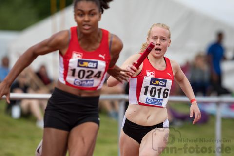Lauryn Siebert (LC Paderborn), Marlene Funke (LC Paderborn); Deutsche U23 Meisterschaften am 15.06.2019 im Stadion Wetzlar in Wetzlar (Hessen), Foto: Michael Niederpruem