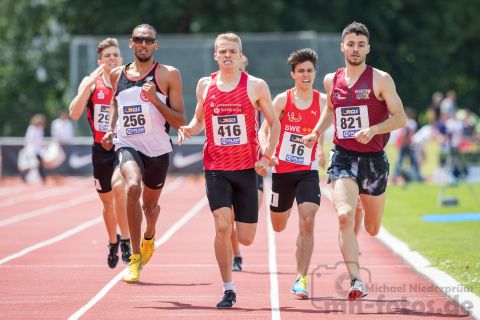 Dennis Biederbick (LG Eintracht Frankfurt), Max Dieterich (LG Braunschweig), Tobias Ferreira (LG Region Karlsruhe), Christian Von Eitzen (LC Rehlingen); Deutsche U23 Meisterschaften am 15.06.2019 im Stadion Wetzlar in Wetzlar (Hessen), Foto: Michael Niederpruem