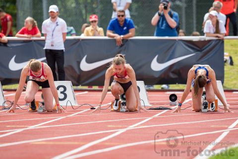Kathleen Reinhardt (VfB Stuttgart 1893), Lilli Boeder (VfL Eintracht Hannover), Lea Sophie Benzin (SC Neubrandenburg); Deutsche U23 Meisterschaften am 15.06.2019 im Stadion Wetzlar in Wetzlar (Hessen), Foto: Michael Niederpruem
