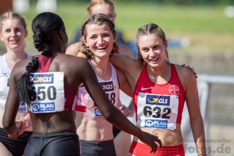Beauty Somuah (ASV Koeln), Lisa Gruenert (LV 90 Erzgebirge), Jennifer Montag (TSV Bayer 04 Leverkusen); Deutsche U23 Meisterschaften am 15.06.2019 im Stadion Wetzlar in Wetzlar (Hessen), Foto: Michael Niederpruem