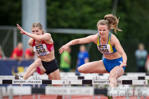 Sara Hannemann (Hamburger SV), Anne Weigold (LG Mittweida); Deutsche U23 Meisterschaften am 16.06.2019 im Stadion Wetzlar in Wetzlar (Hessen), Foto: Michael Niederpruem