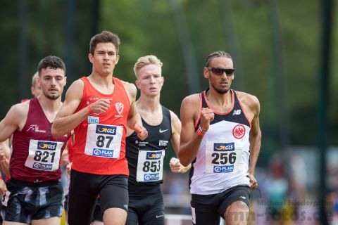 Christian Von Eitzen (LC Rehlingen), Constantin Schulz (LC Cottbus), Robert Farken (SC DHfK Leipzig), Dennis Biederbick (LG Eintracht Frankfurt); Deutsche U23 Meisterschaften am 16.06.2019 im Stadion Wetzlar in Wetzlar (Hessen), Foto: Michael Niederpruem