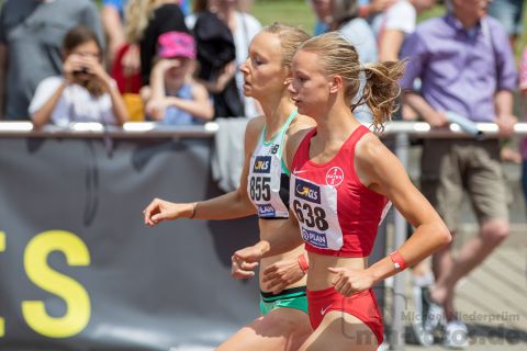 Berit Scheid (TSV Bayer 04 Leverkusen), Julia Klein (SC DHfK Leipzig); Deutsche U23 Meisterschaften am 16.06.2019 im Stadion Wetzlar in Wetzlar (Hessen), Foto: Michael Niederpruem