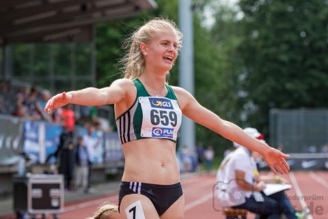 Paula Schneiders (LAZ Moenchengladbach); Deutsche U23 Meisterschaften am 16.06.2019 im Stadion Wetzlar in Wetzlar (Hessen), Foto: Michael Niederpruem