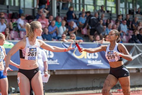 Maira Gauges (LG Eintracht Frankfurt), Thoré Alanys de (LG Eintracht Frankfurt); Deutsche U23 Meisterschaften am 16.06.2019 im Stadion Wetzlar in Wetzlar (Hessen), Foto: Michael Niederpruem