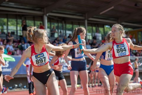 Maren Smoljuk (StG Team Sachsen-Anhalt), Alina Glomb (StG Team Sachsen-Anhalt); Deutsche U23 Meisterschaften am 16.06.2019 im Stadion Wetzlar in Wetzlar (Hessen), Foto: Michael Niederpruem