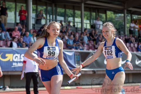 Tabea Belau (LAC BERLIN), Laetizia Schubert (LAC BERLIN); Deutsche U23 Meisterschaften am 16.06.2019 im Stadion Wetzlar in Wetzlar (Hessen), Foto: Michael Niederpruem