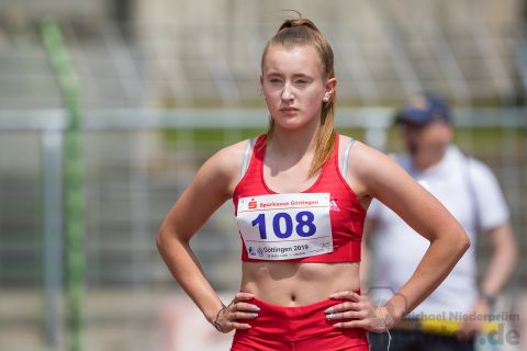 Emily Kuehn (LG Braunschweig); NLV+BLV Meisterschaften am 22.06.2019 im Jahnstadion, Goettingen (Niedersachsen), Foto: Michael Niederpruem