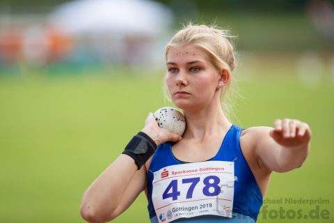 Lara Siemer (Rukeli Trollmann e. V.); NLV+BLV Meisterschaften am 22.06.2019 im Jahnstadion, Goettingen (Niedersachsen), Foto: Michael Niederpruem