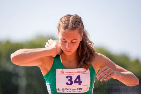 Wiebke Oelgardt (SV Werder Bremen); NLV+BLV Meisterschaften am 23.06.2019 im Jahnstadion, Goettingen (Niedersachsen), Foto: Michael Niederpruem