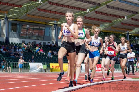 v.l. Zoe Schubert (OSC Damme), Liv Hoffmann (Eintracht Hildesheim), Lea Allenberg (VfL Stade); NLV+BLV Meisterschaften am 23.06.2019 im Jahnstadion, Goettingen (Niedersachsen), Foto: Michael Niederpruem