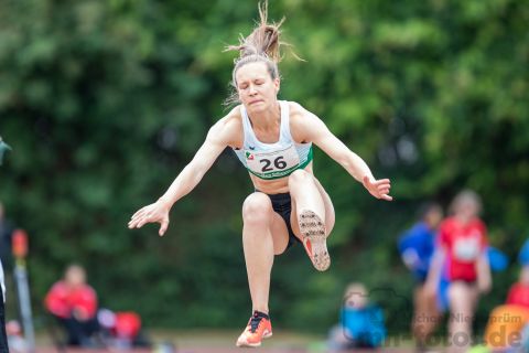 Mara Saßmann (LAG Siegen); NRW Mehrkampfmeisterschaften U20/U18/U16 am 14.07.2019 im Stadion Schulzentrum Süd, Bad Oeynhausen (Nordrhein-Westfalen)
