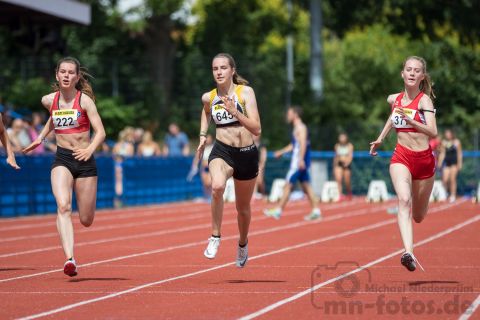 Nike Praetzel (Nr. 222, Hamburger SV), Nele Mueller (Nr. 645, LAV Zeven), Annika Tolle (Nr. 377, LG Braunschweig); Norddeutsche Meisterschaften am 20.07.2019 im Erika-Fisch-Stadion, Hannover (Niedersachsen)