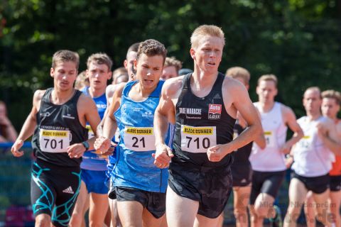 Steffen Uliczka (Nr. 710, SG TSV Kronshagen/Kieler TB), Leonid Latsepov (Nr. 21, LAC Olympia 88 Berlin); Norddeutsche Meisterschaften am 21.07.2019 im Erika-Fisch-Stadion, Hannover (Niedersachsen)