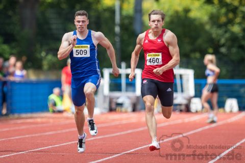 Michel Meissner (Nr. 509, SC Kirchweyhe und Westerweyhe), Volker Kinast (Nr. 460, VfL Eintracht Hannover); Norddeutsche Meisterschaften am 21.07.2019 im Erika-Fisch-Stadion, Hannover (Niedersachsen)